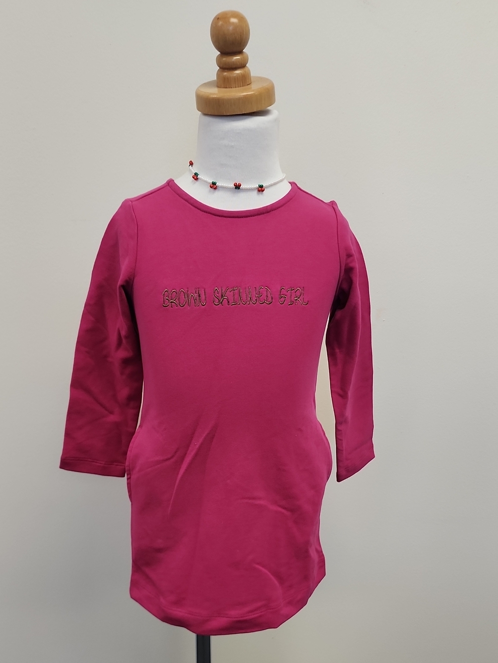 Primary Girls Pink Long Sleeve Pocket Dress Size 3